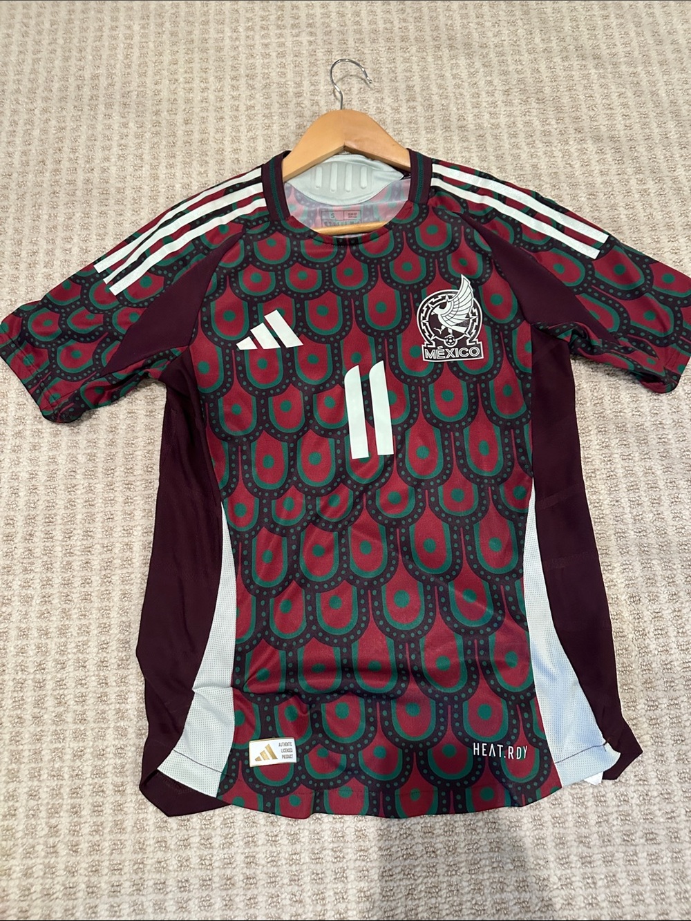 adidas Mexico Maroon Green Pattern Short Sleeve Jersey